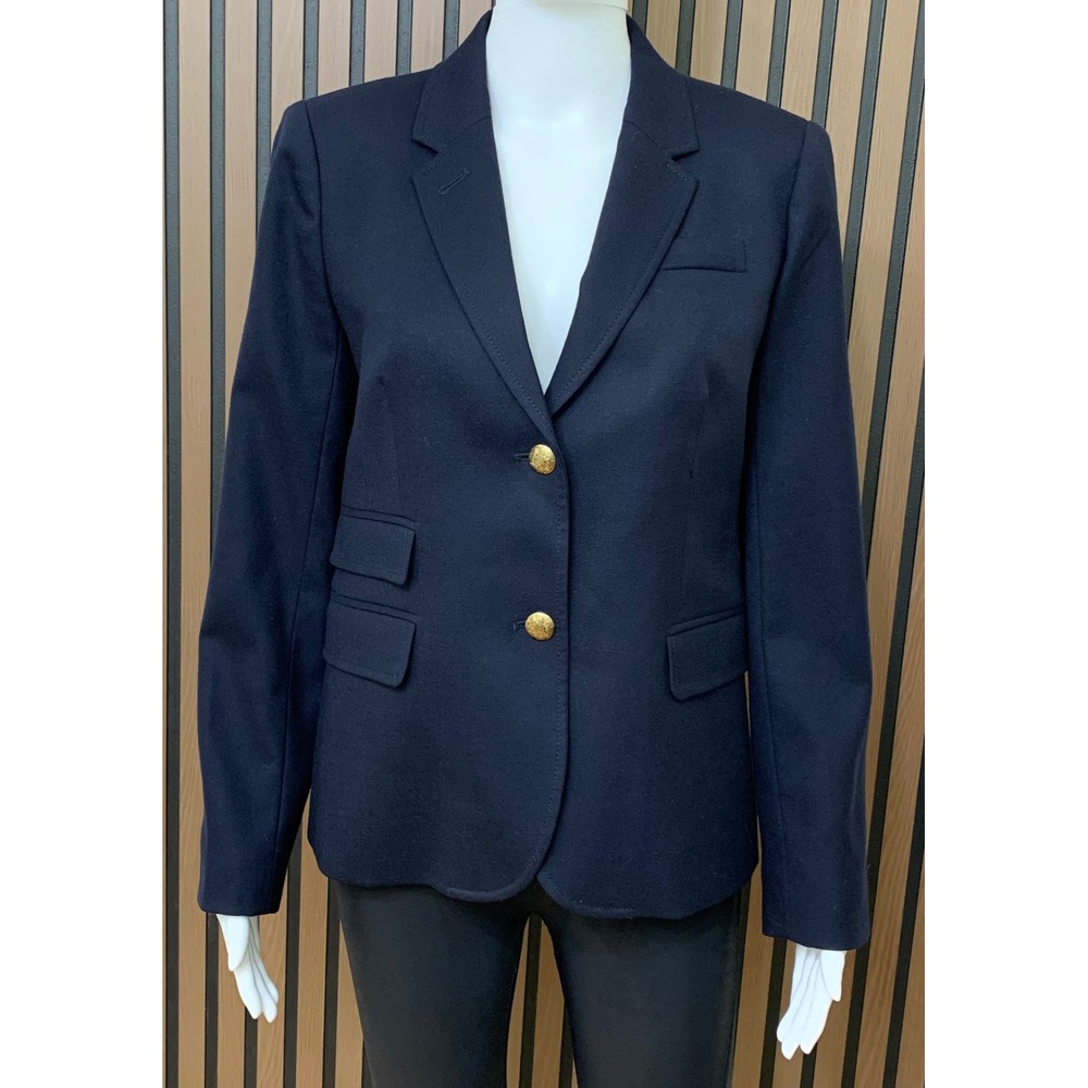 J.Crew Schoolboy Blazer Women's Blue Wool Gold Crest Button Jacket Size 6